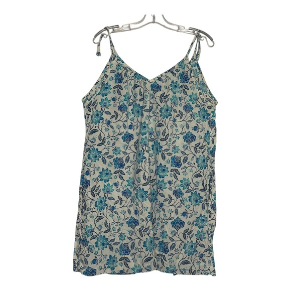Old Navy Floral‎ Print Cami Tank Top Sleeveless Casual Summer Blue White Large - Picture 1 of 6
